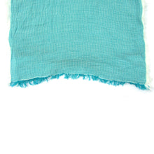 Load image into Gallery viewer, Turkish Cotton Blend Fringed Hobo Scarf - Aqua