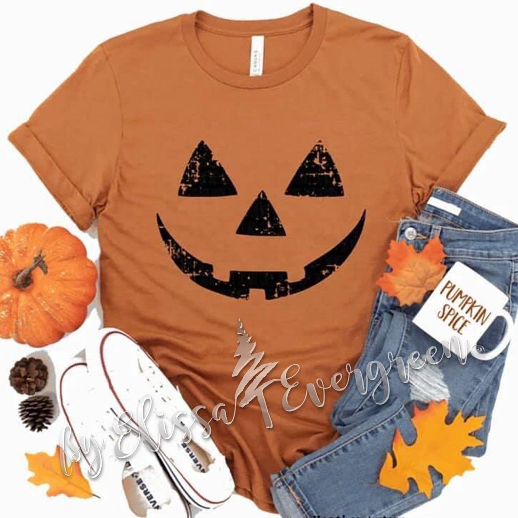 Vintage style Halloween Pumpkin Face Graphic T-Shirt