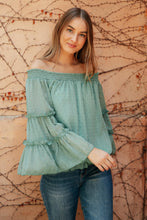 Load image into Gallery viewer, Dreaming Of Swiss Dots Top in Sage