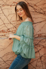 Load image into Gallery viewer, Dreaming Of Swiss Dots Top in Sage