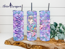 Load image into Gallery viewer, Pink and Purple Glamorous Mermaid 20 Ounce Tumbler | Personalized