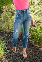 Load image into Gallery viewer, Judy Blue Hi-Rise Rainbow Embroidery Cropped Straight Leg Jeans