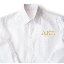 Load image into Gallery viewer, Personalized Embroidered Casual Cotton Button Down Shirt - White Monogram | Bridesmaids, Bridal Party