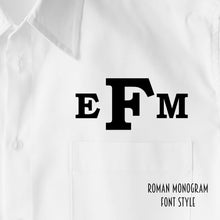 Load image into Gallery viewer, Personalized Embroidered Casual Cotton Button Down Shirt - White Monogram | Bridesmaids, Bridal Party