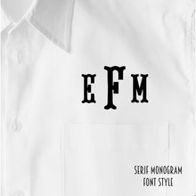 Load image into Gallery viewer, Personalized Embroidered Casual Cotton Button Down Shirt - White Monogram | Bridesmaids, Bridal Party