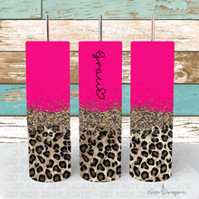 Load image into Gallery viewer, Hot Pink & Leopard Design 20oz Skinny Tumbler | Personalized