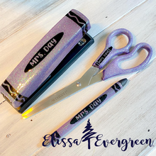 Load image into Gallery viewer, Glittered Crayon Pencil Scissors | Personalized