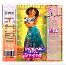Load image into Gallery viewer, Encanto Valentines Day Candy Bar Wrappers and Encanto Valentines Day Completed Candy Bars