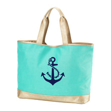 Load image into Gallery viewer, Anchors Away Mint Cabana Tote