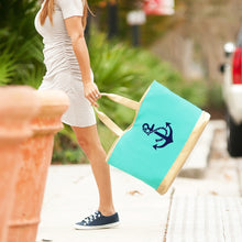 Load image into Gallery viewer, Anchors Away Mint Cabana Tote