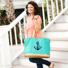 Load image into Gallery viewer, Anchors Away Mint Cabana Tote