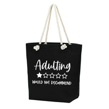 Load image into Gallery viewer, Adulting Castaway Tote With Rope Handles | Personalized