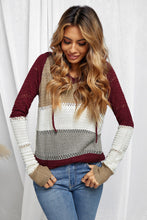 Load image into Gallery viewer, Color Striped Knitted Hoodie
