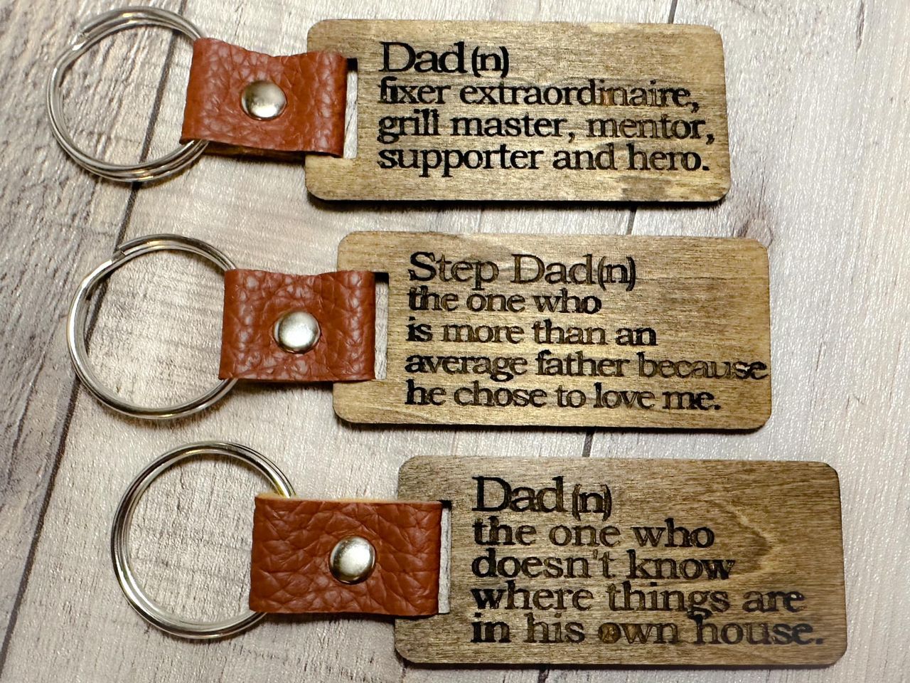 Premium Wood and Leather Keychain Perfect Father's Day Gift