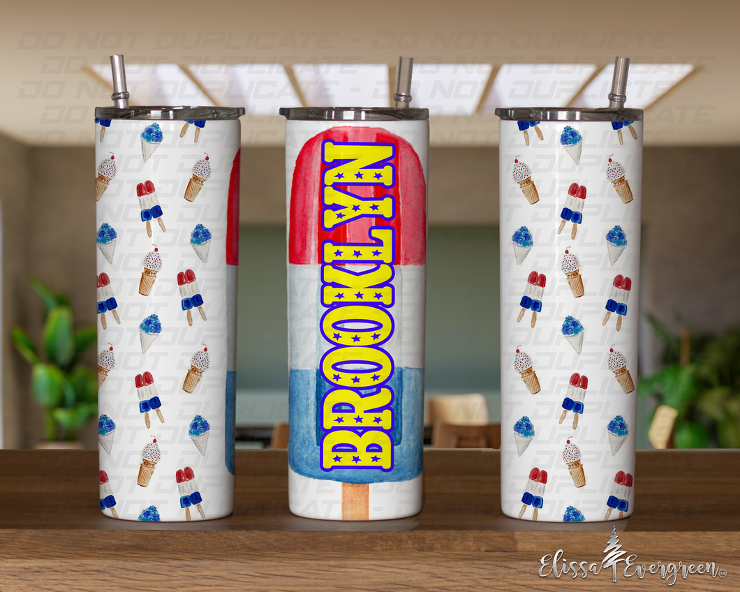 Red, White and Pop-sicle 20oz Personalized Tumbler | Personalized Summertime Tumbler