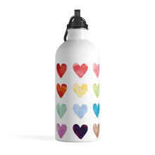 Load image into Gallery viewer, All You Need is Love Stainless Steel Water Bottle with Water Color Hearts
