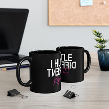 Load image into Gallery viewer, I Hustle Different 11oz Black Motivational Mug
