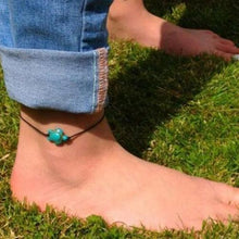 Load image into Gallery viewer, Carved Boho Turquoise Turtle Anklet
