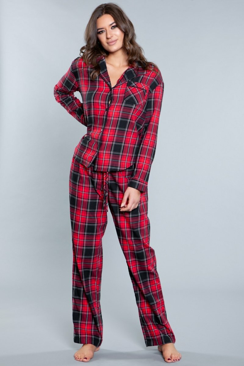BeWicked Saige 2 Piece Flannel Pajama Set - Red Plaid