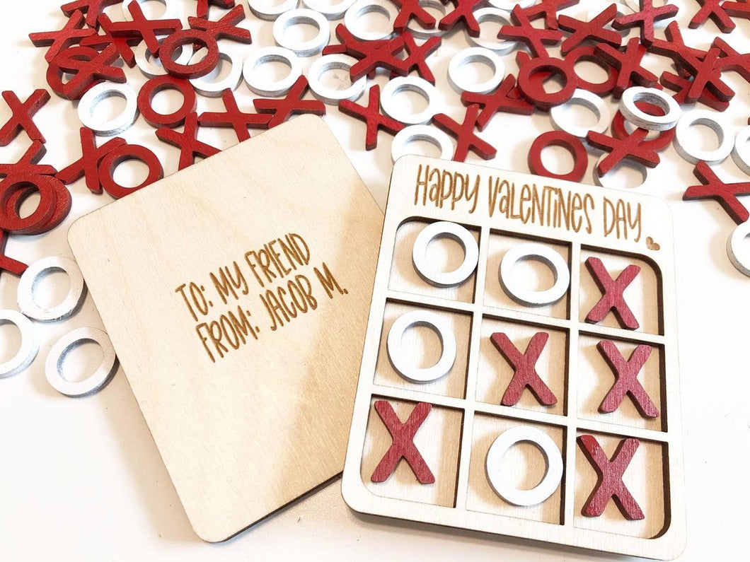 Valentine's Day Wooden Tic Tac Toe Board Game