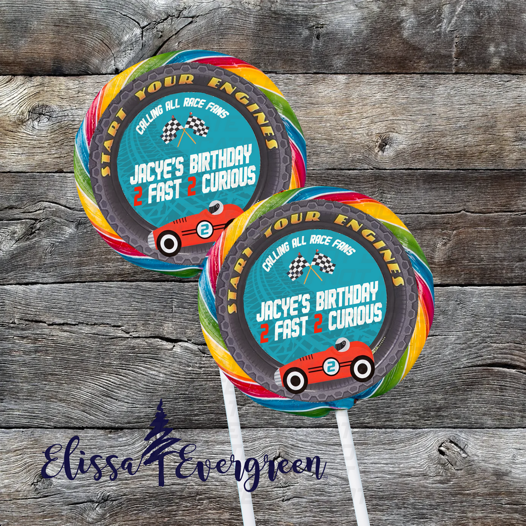 2 Fast 2 Curious Mini or Jumbo Swirl Pops | Party Favor |Jumbo Lolly Pop | Car Theme