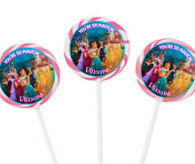 Load image into Gallery viewer, Very Magical Encanto Inspired Swirl Pop Party Favors | 1.5&quot; or 4&quot; Swirl Pops | Personalized
