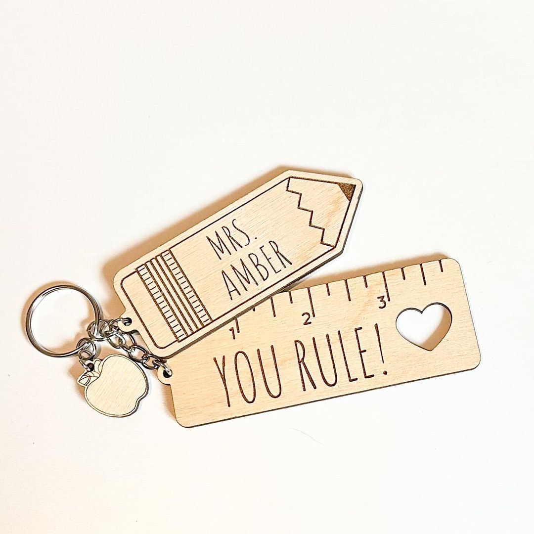 Personalized Pencil and Ruler Key Chain | Teacher Appreciation Gift ...