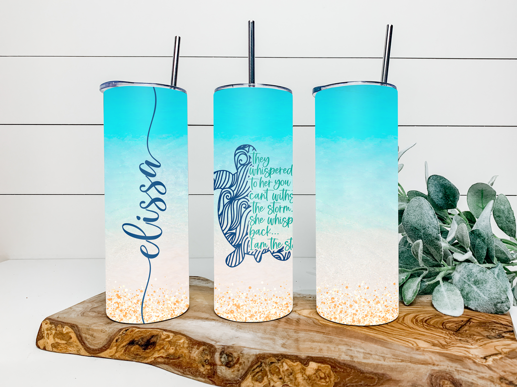 I Am The Storm 20 Ounce Personalized Skinny Tumbler
