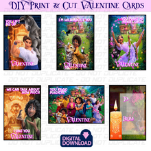 Load image into Gallery viewer, Encanto inspired Valentine Digital Download | Set of 5 Encanto Inspired designs | DIY kids printable valentines | Instant Digital Download
