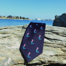 Load image into Gallery viewer, Mermaid Necktie - Navy, Woven Silk
