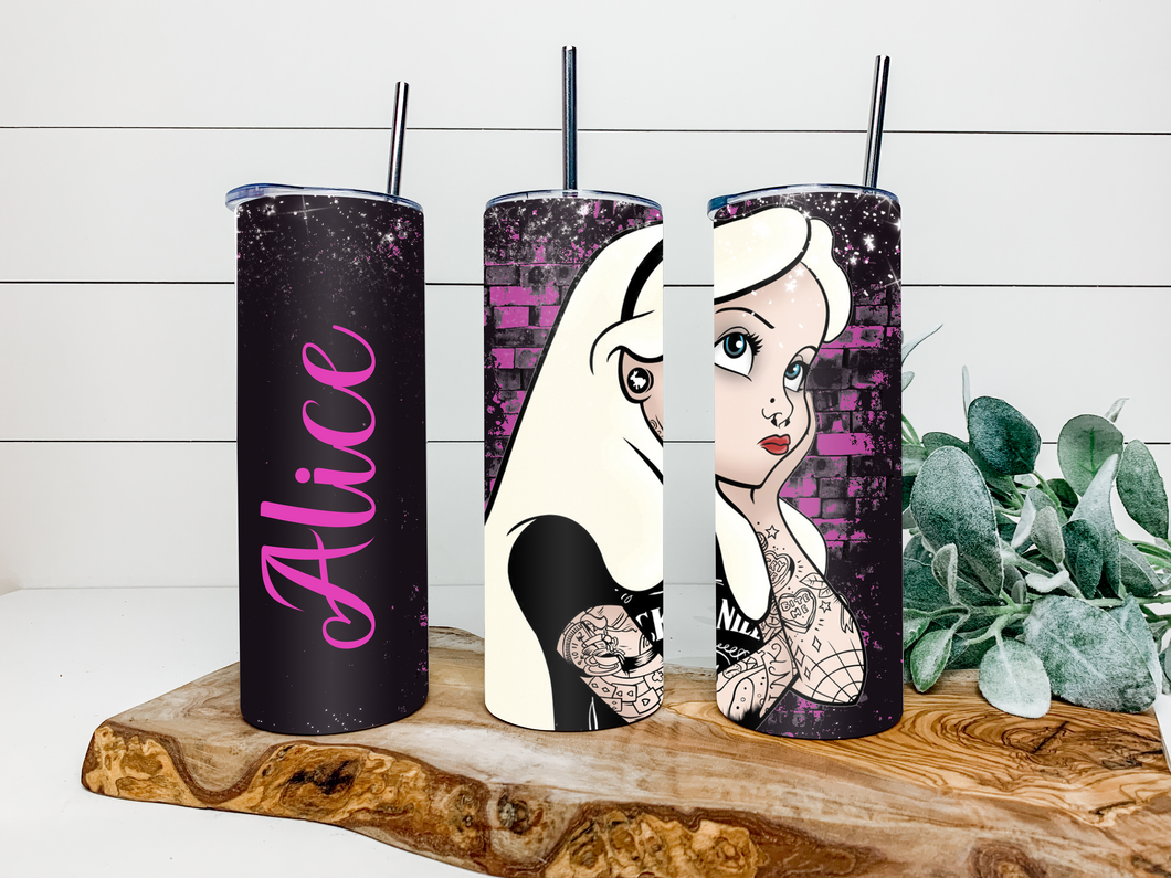 Wonderland Punk Tattooed Alice Princess Pinup Tumbler | Personalized