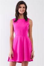 Load image into Gallery viewer, Bubblegum Pink Sleeveless Round Neck Self-tie Lace-up Back Detail Mini Dress
