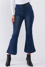 Load image into Gallery viewer, Blue Denim High Waisted Ankle Length Bell Bottom Flare Jeans

