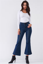 Load image into Gallery viewer, Blue Denim High Waisted Ankle Length Bell Bottom Flare Jeans
