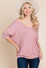Load image into Gallery viewer, Solid Rib Modal Casual 3/4 Sleeves Dolman Sleeves Top
