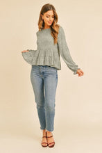 Load image into Gallery viewer, Ditsy Floral Crinkle Gauze Tiered Long Sleeve Top
