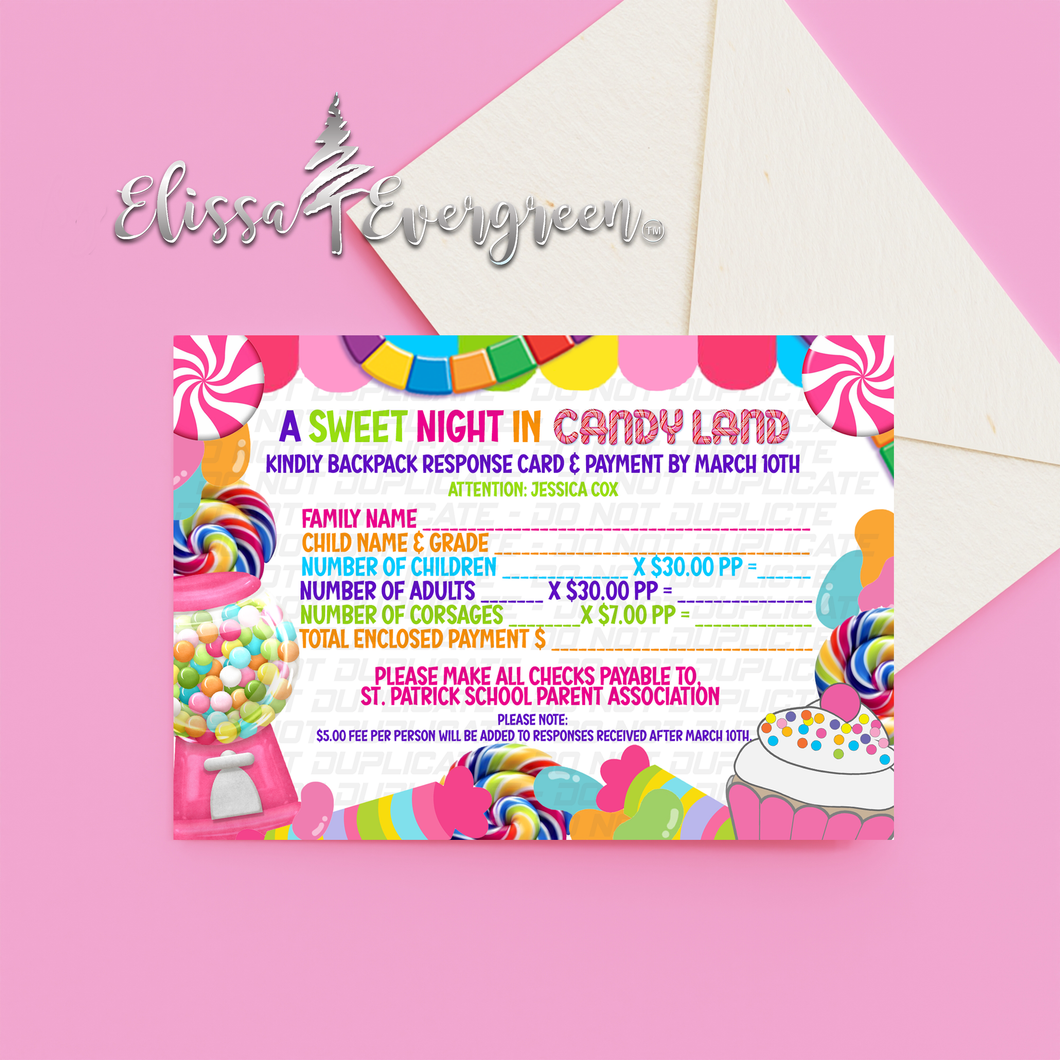 Candyland Themed Response Card or Save the Date | Personalized | Invitation Sets | Digital Download | Printed Invitation