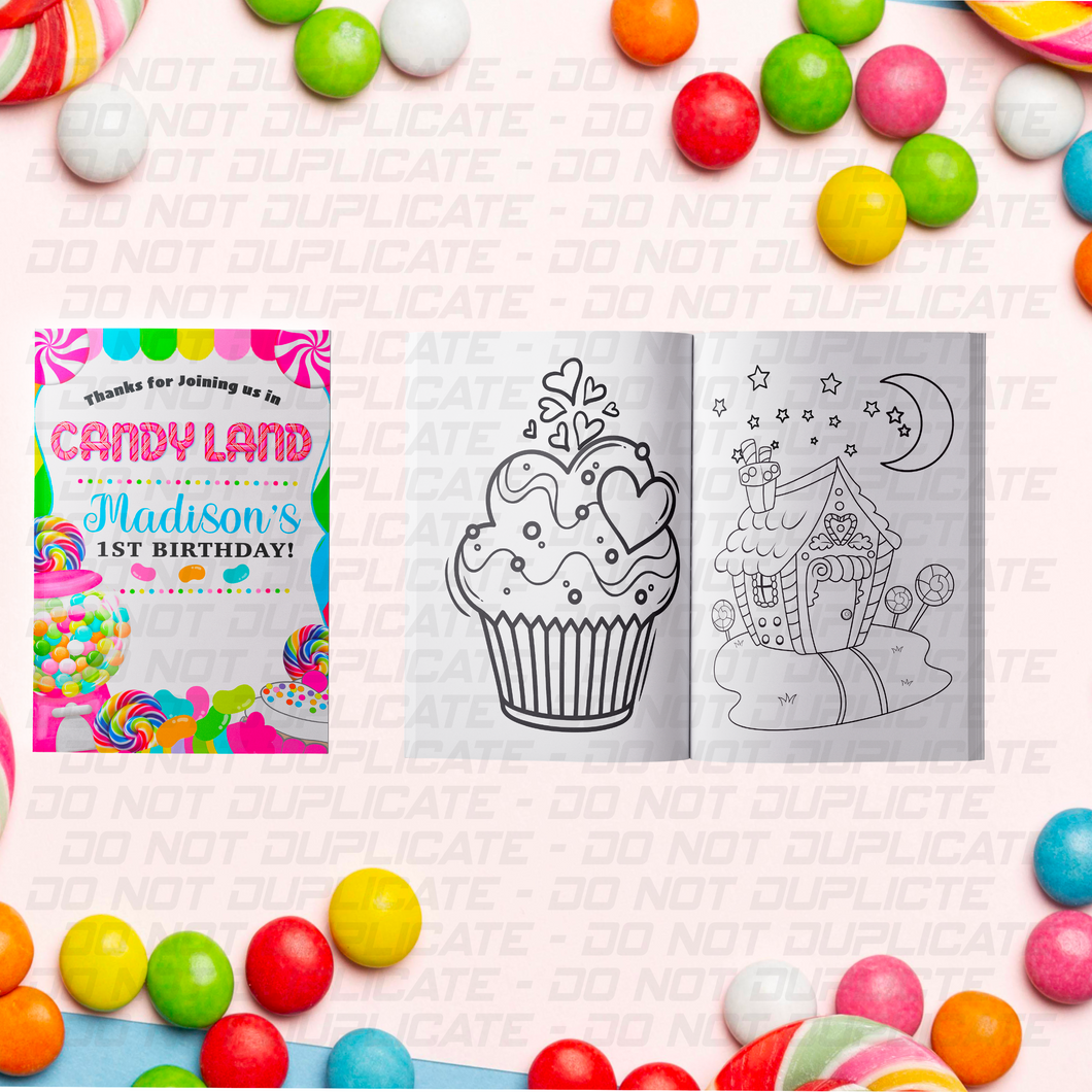 Candyland Custom Coloring Book Party Favors | Personalized
