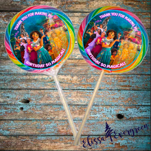 Load image into Gallery viewer, Very Magical Encanto Inspired Swirl Pop Party Favors | 1.5&quot; or 4&quot; Swirl Pops | Personalized
