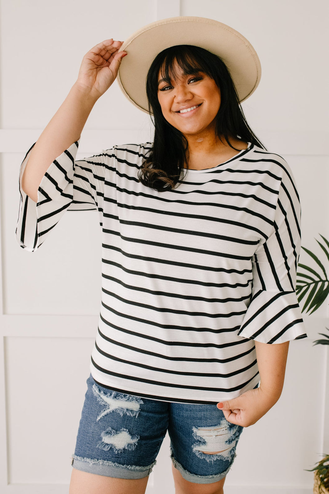 Every Direction Striped Top in White