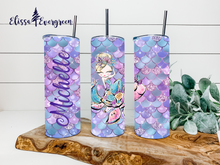 Load image into Gallery viewer, Pink and Purple Glamorous Mermaid 20 Ounce Tumbler | Personalized
