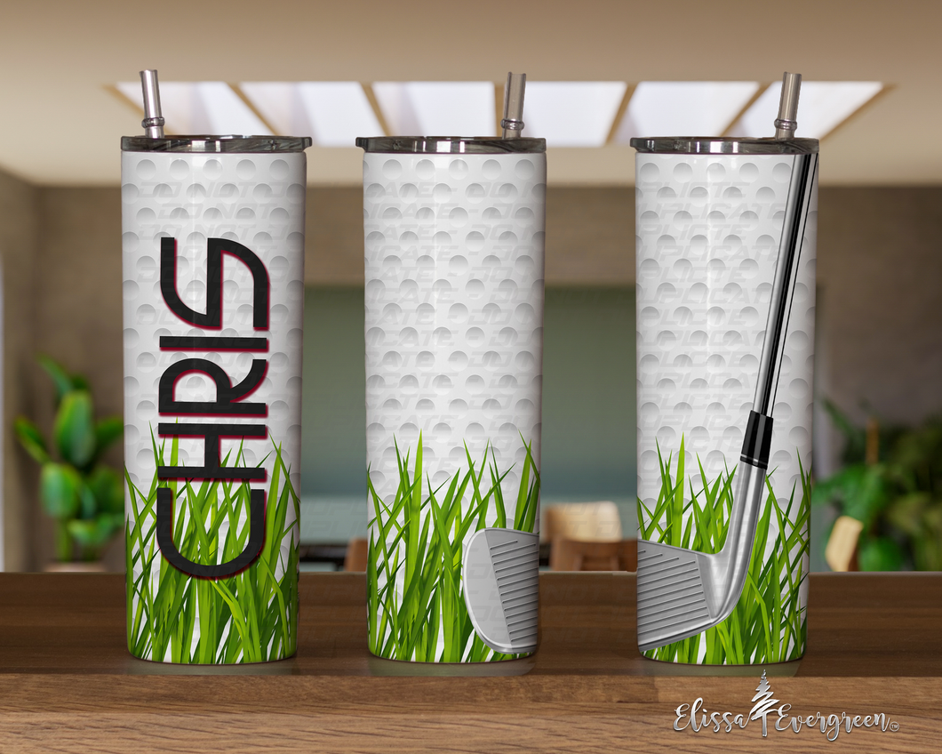 Golfers Golf Ball Dimple Personalized 20 oz skinny tumbler | Customized Golfer Gift | Golf gift for him her | Golf Cup with name