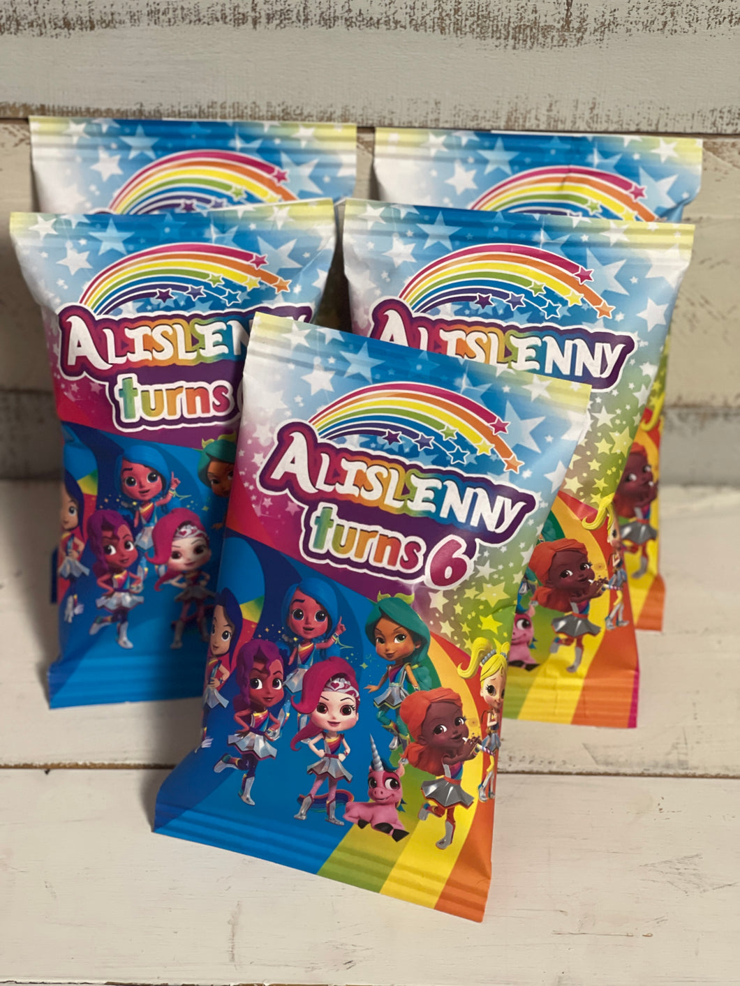 Chip Bag Party Favors | Personalized Chip Bags | Rainbow Rangers