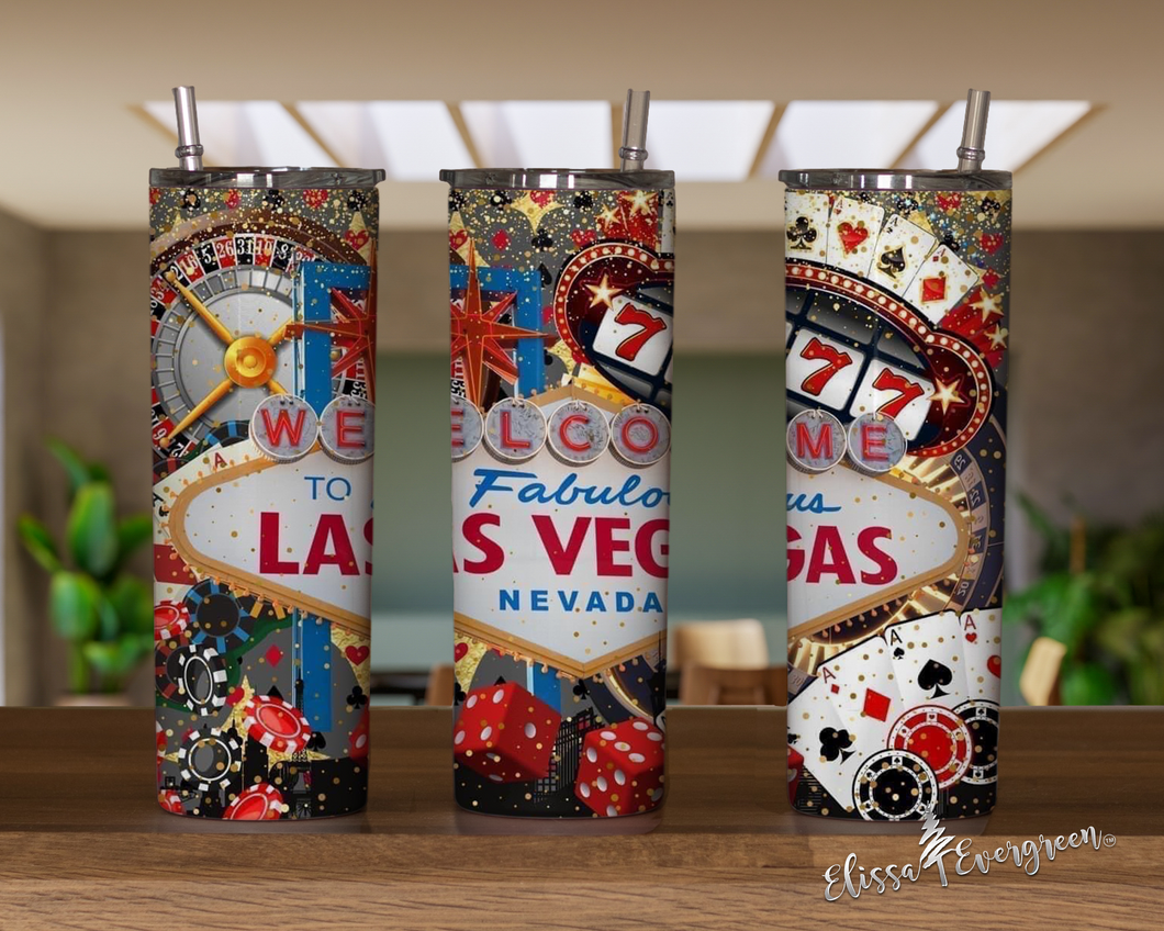Las Vegas 20 oz Tumbler | Personalized | Vegas Vacation Tumblers | Las Vegas Water Bottles | Fun Tumblers