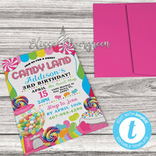 Load image into Gallery viewer, Candyland Invitation, Save The Date, Evite Template, Digital Template, Electronic Save Date, Customizable, Editable, Instant Download
