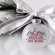 Load image into Gallery viewer, Personalized MR and MRS Holiday Ornaments | Glitter Personalized Ornaments
