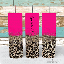 Load image into Gallery viewer, Hot Pink &amp; Leopard Design 20oz Skinny Tumbler | Personalized

