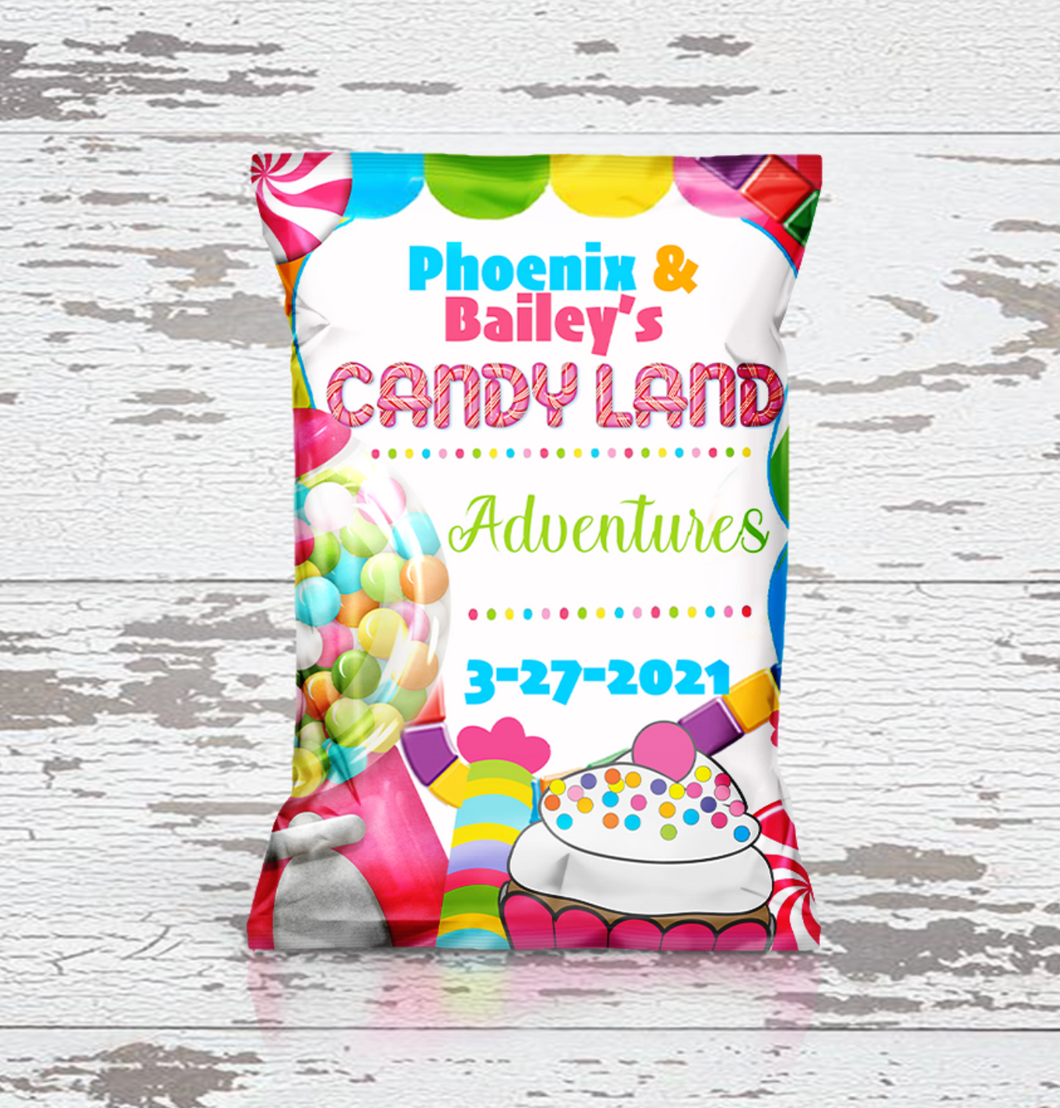 Chip Bag Party Favors | Personalized Chip Bags | Candy Land