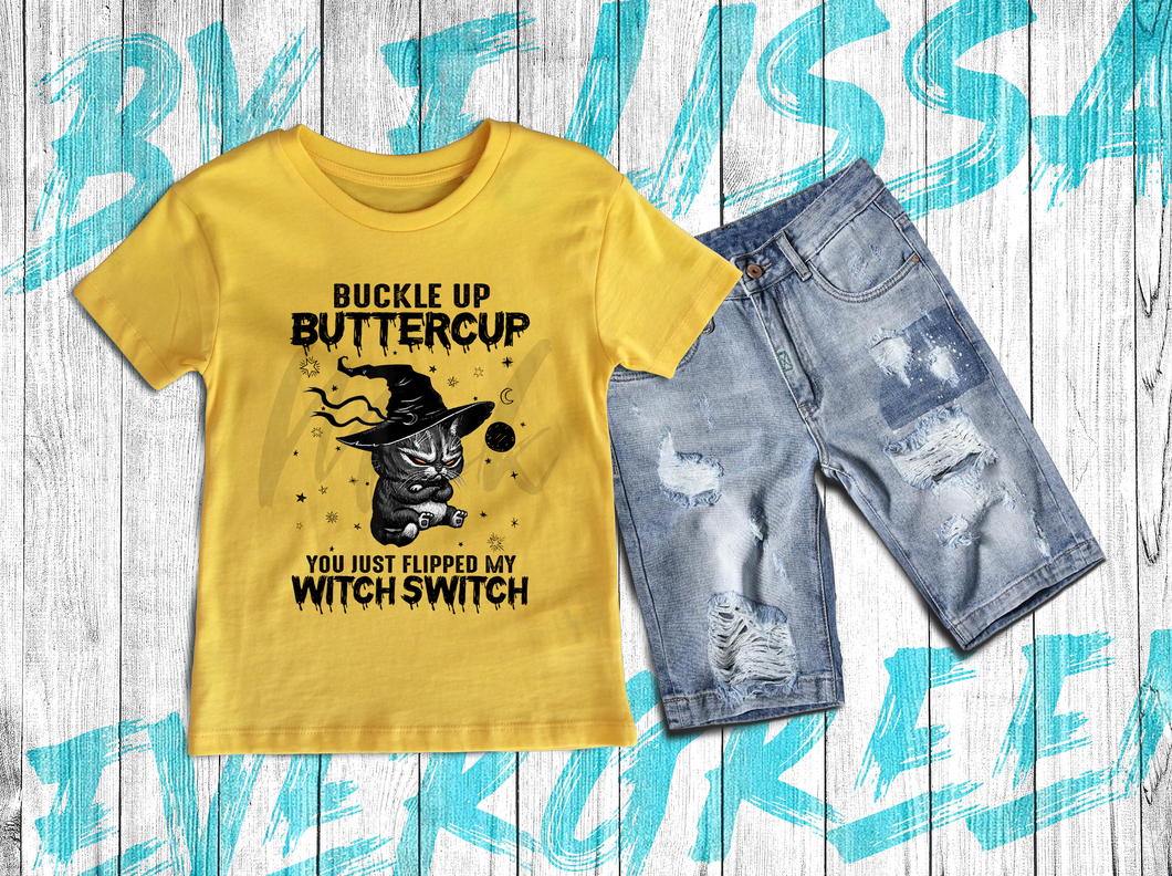 You Just Flipped My Witch Switch | Sarcastic Cat Halloween Witch T-Shirt