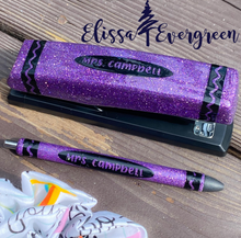 Load image into Gallery viewer, Glitter Crayon Stapler | Personalized Stapler | Personalized Stapler and Pen Set
